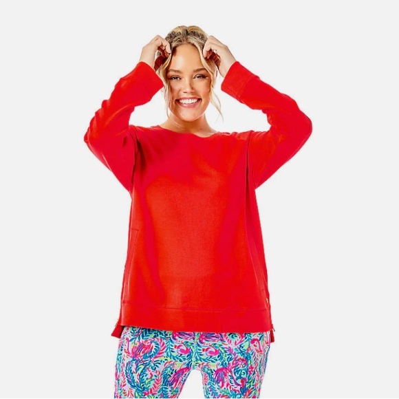 Lilly pulitzer beach comber pullover sweater sweatshirt Ruby red - Picture 4 of 4